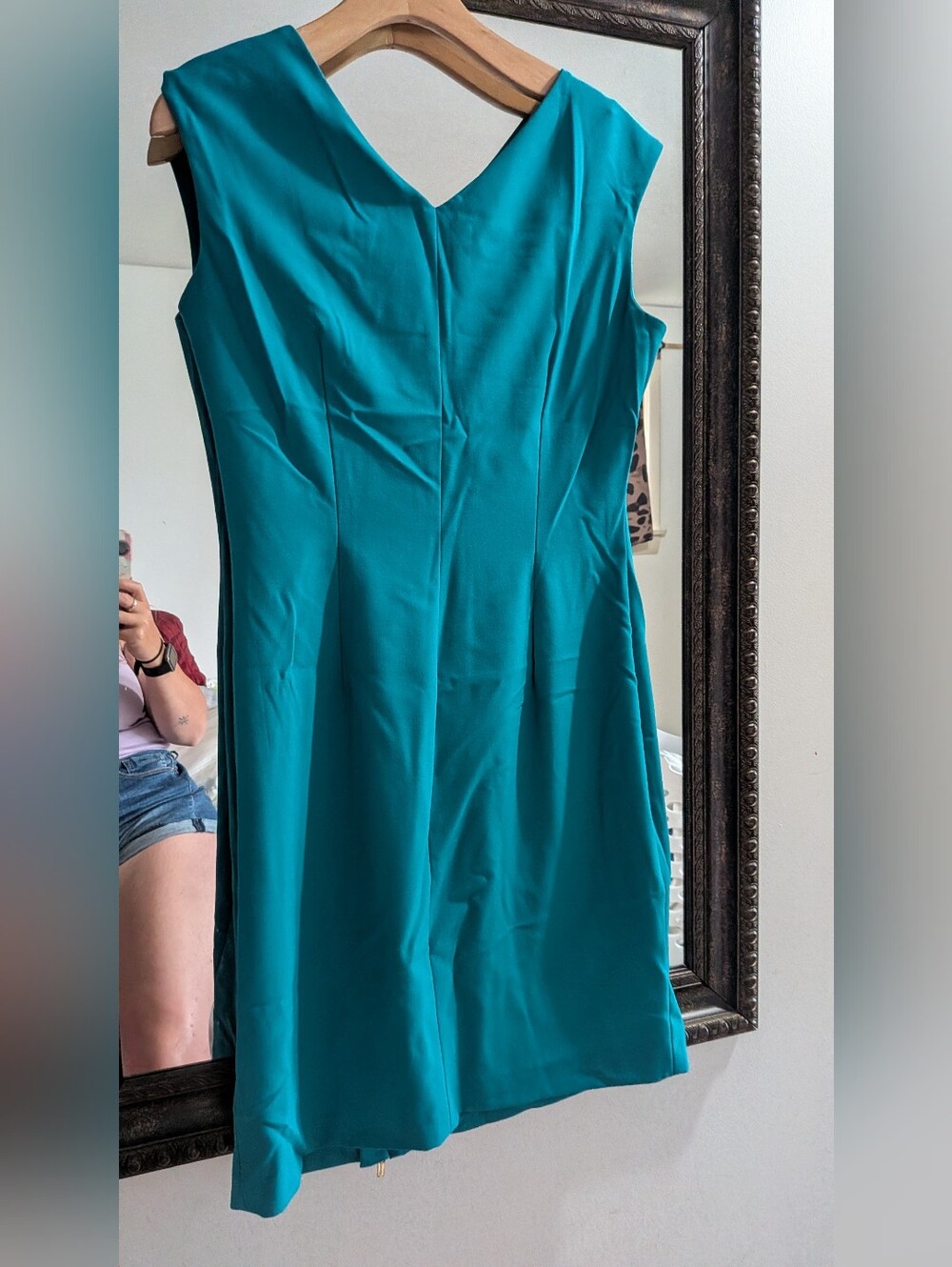 Calvin Klein Teal V-Neck Full Zipper Dress